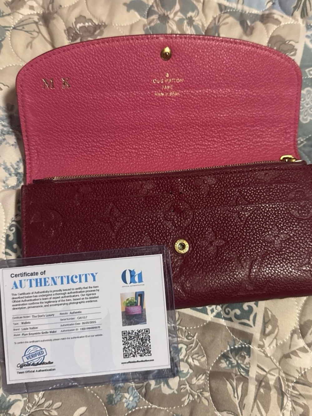 Louis Vuitton Pink & Burgundy Monogram Leather Wallet